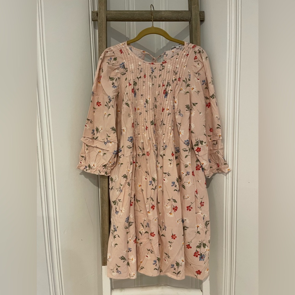 Madewell Pintuck Puff-Sleeve Mini Dress in Seaside Floral